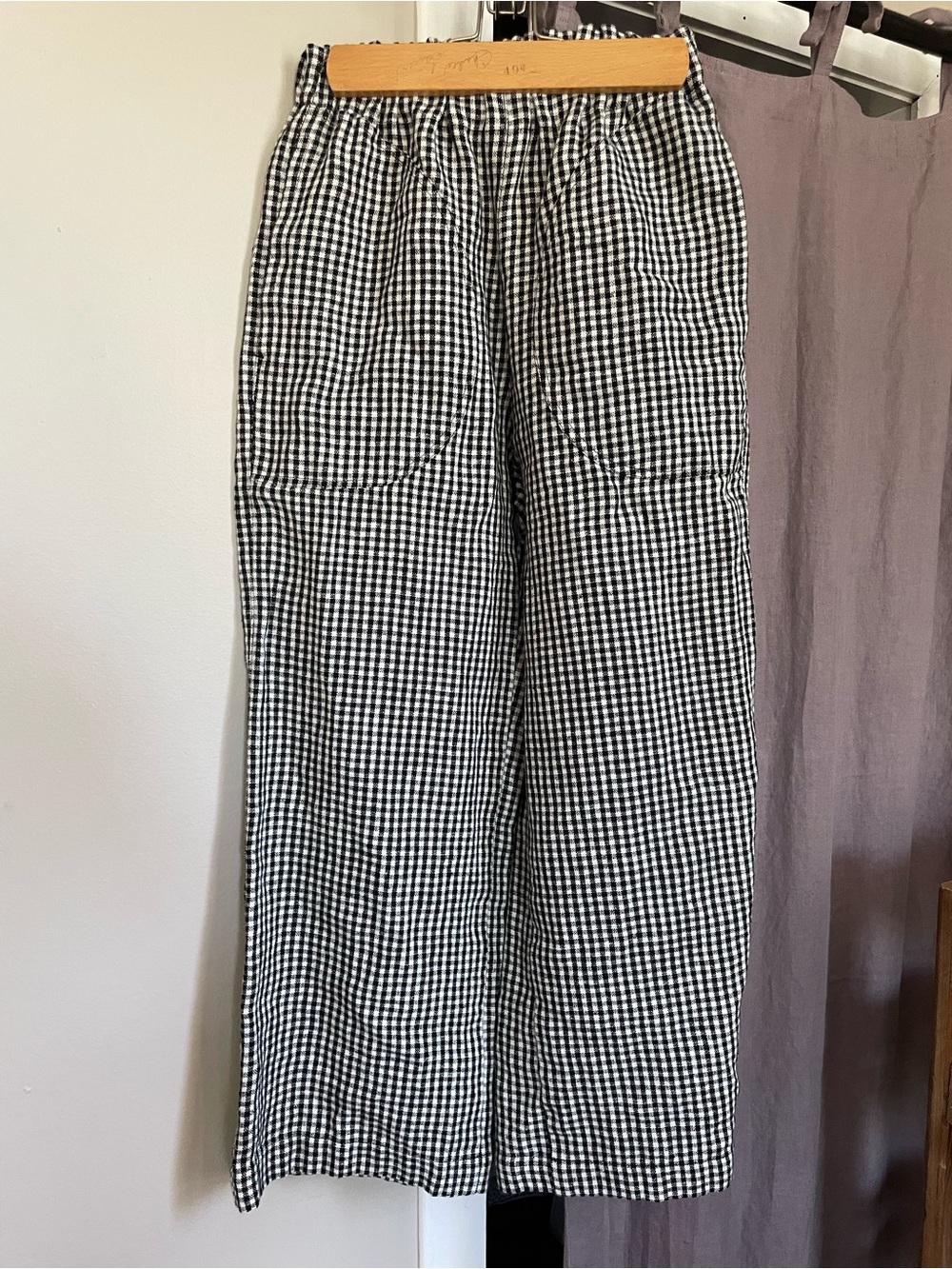 notPERFECTLINEN PUGLIA straight leg linen pants small checks gingham